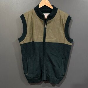 Filson Guide Sweater Vest Green and Tan Zip-Up Vest
